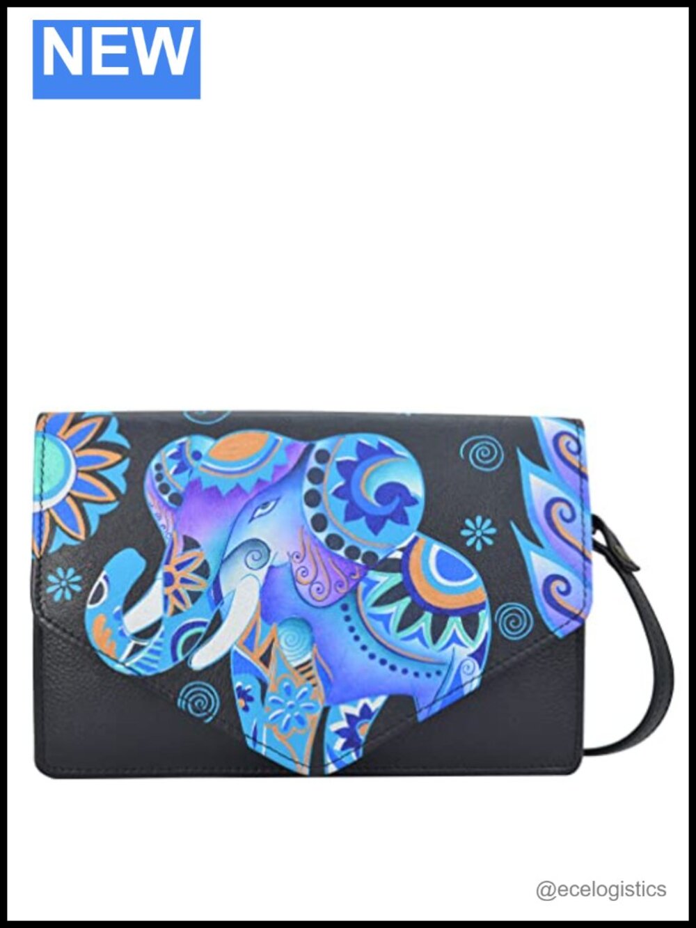 Hand Painted Genuine Leather 3-in-1 Convertible Crossbody Clutch Belt Bag